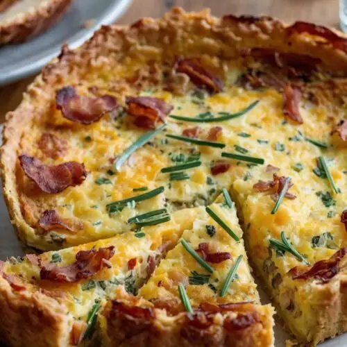 How to make Bacon Cheddar And Chive Quiche With A Hash Brown Crust Recipe