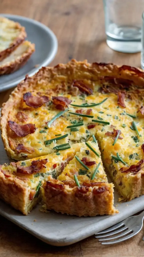 How to make Bacon Cheddar And Chive Quiche With A Hash Brown Crust Recipe How to make Bacon Cheddar And Chive Quiche With A Hash Brown Crust Recipe