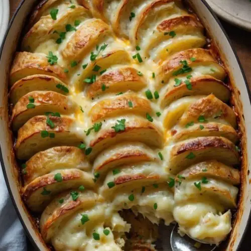 how to make cheesy garlic potato bake recipe