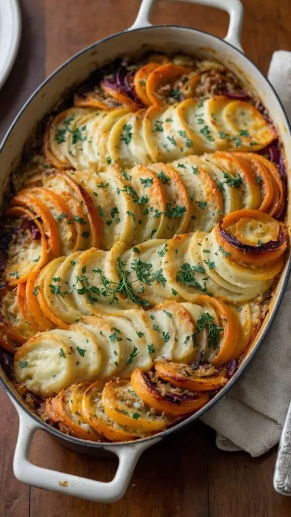 how to make Cheesy Root Vegetable Gratin