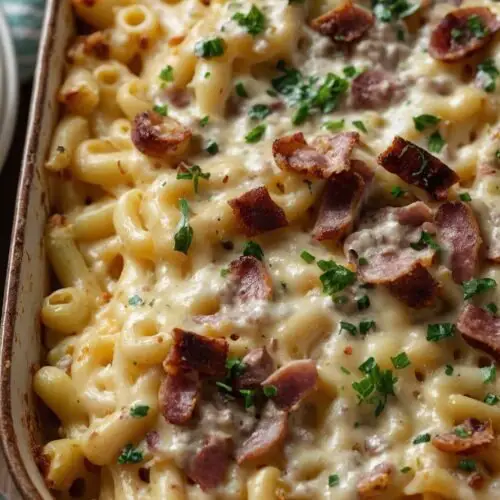 creamy baked carbonara mac and cheese copycat recipe