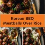 korean bbq meatballs over rice