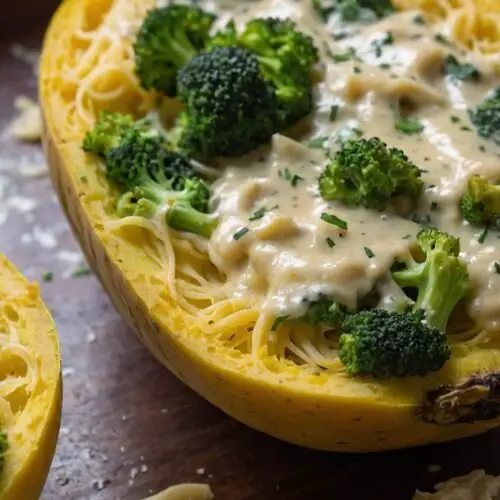 how to make spaghetti squash and broccoli alfredo