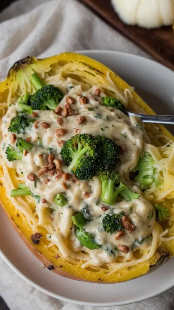 spaghetti squash and broccoli alfredo copycat recipe spaghetti squash and broccoli alfredo copycat recipe