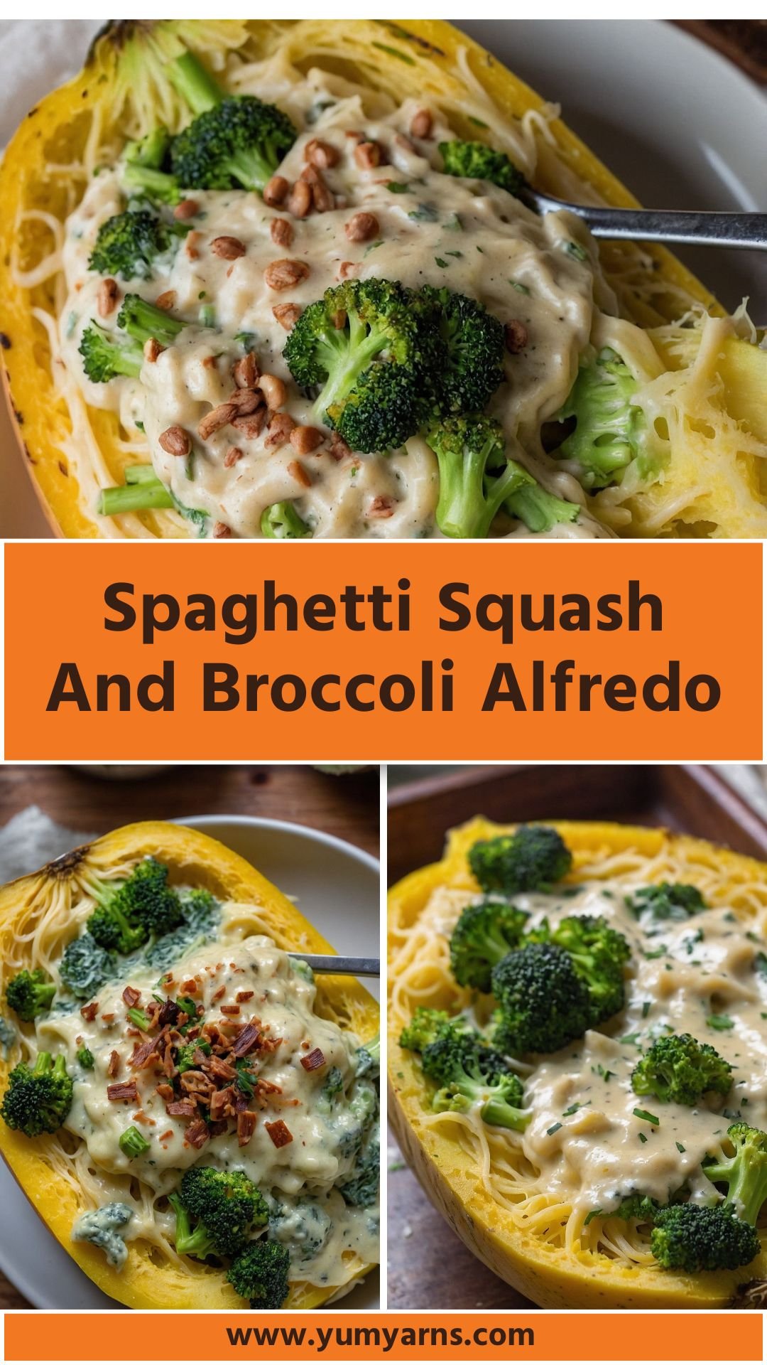 spaghetti squash and broccoli alfredo