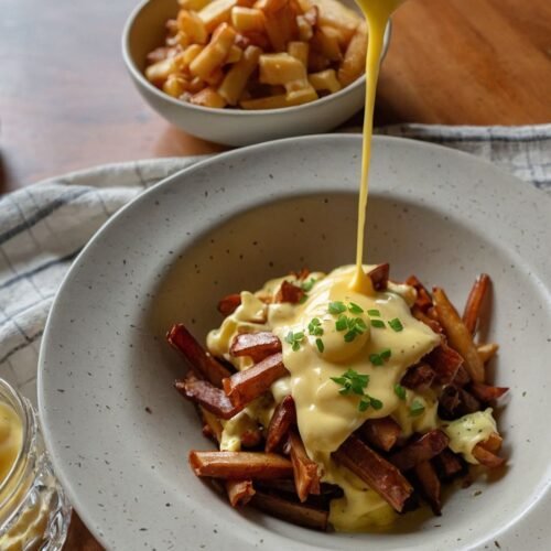 how to make breakfast poutine with hollandaise sauce