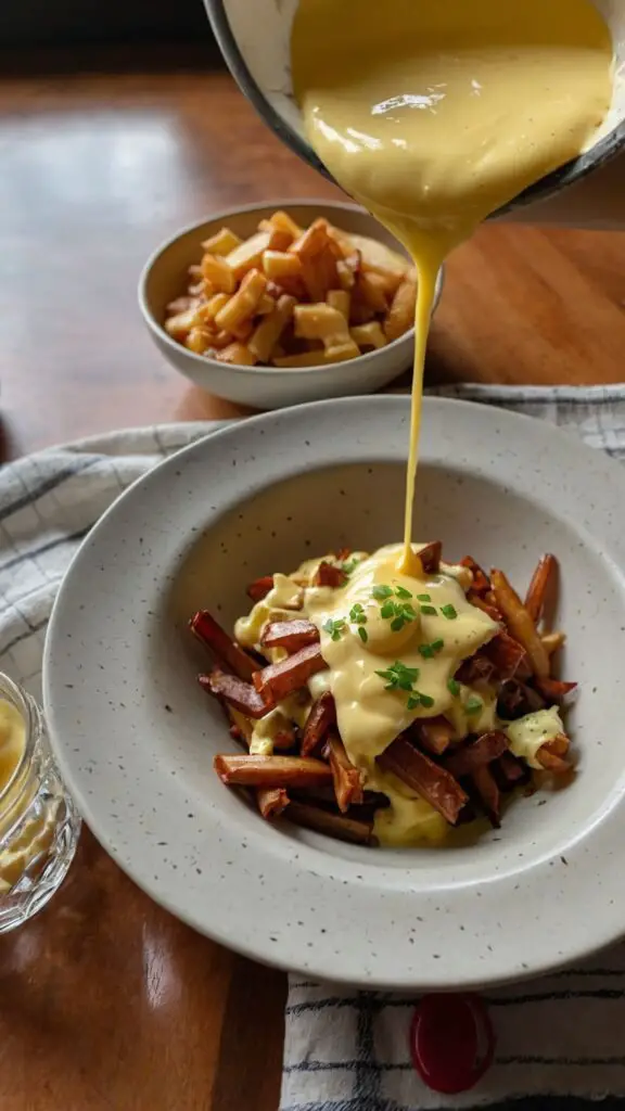 how to make breakfast poutine with hollandaise sauce