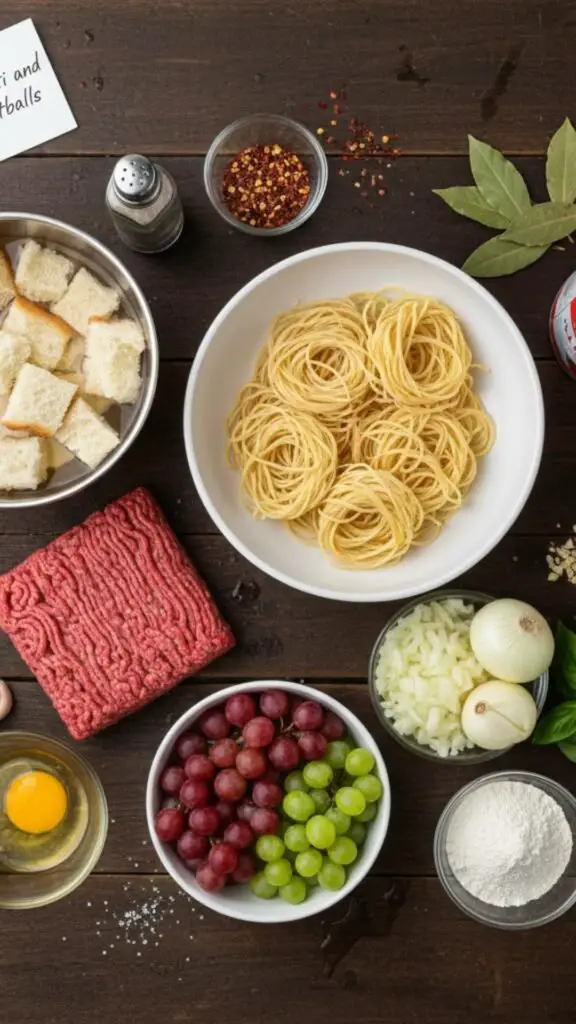 Ingredients for the Meatballs (makes about 22-23 meatballs)