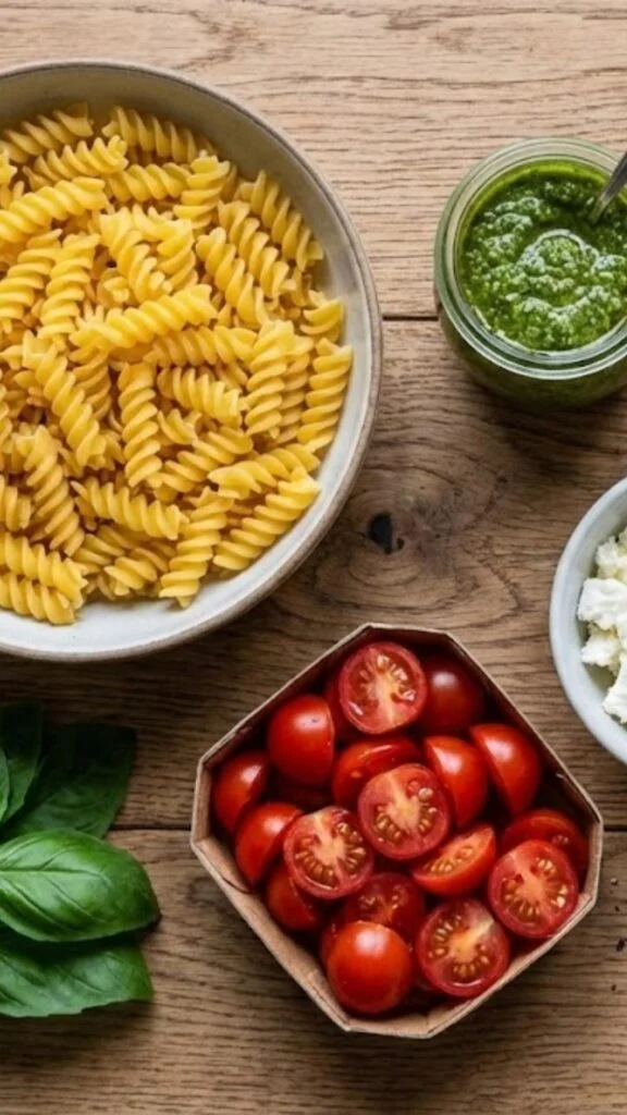 Ingredients You'll Need To Make This Feta Pesto Pasta