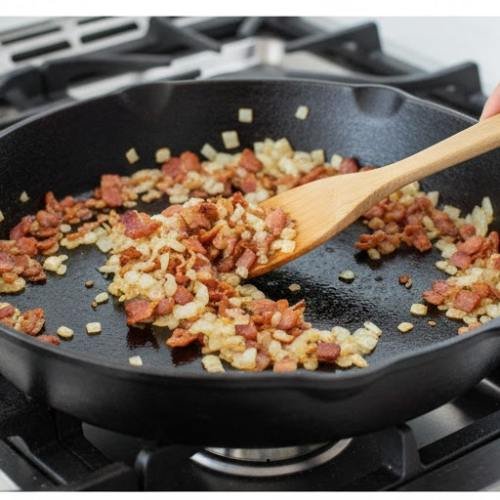 Step 3: Cook the Bacon and Onions